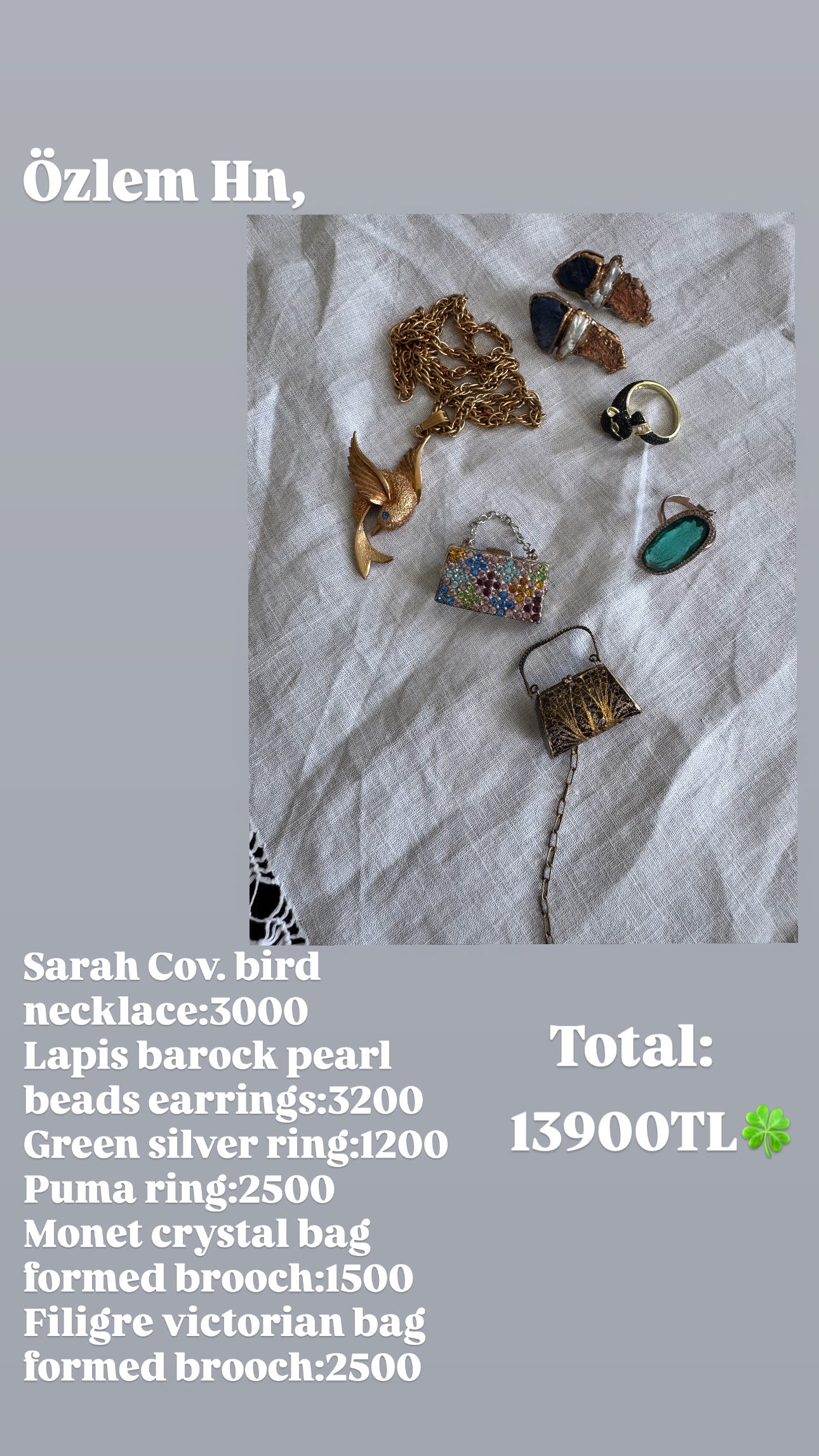 Custom Jewelry Set for Ozlem hn